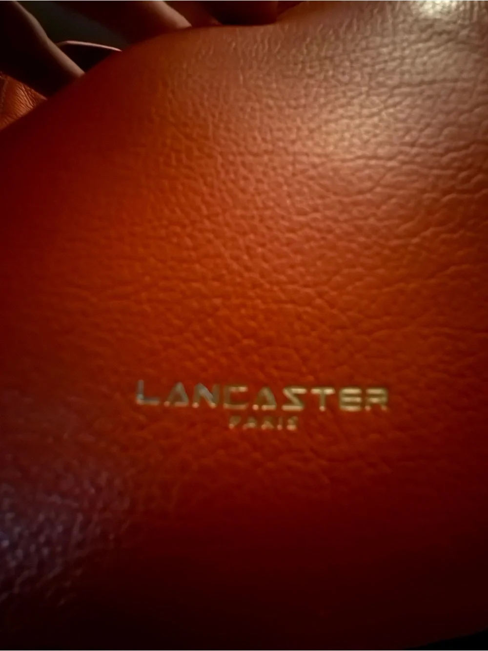 Lancaster Paris Red Pebbled Leather Hobo Shoulder Bag Gold Hardware France